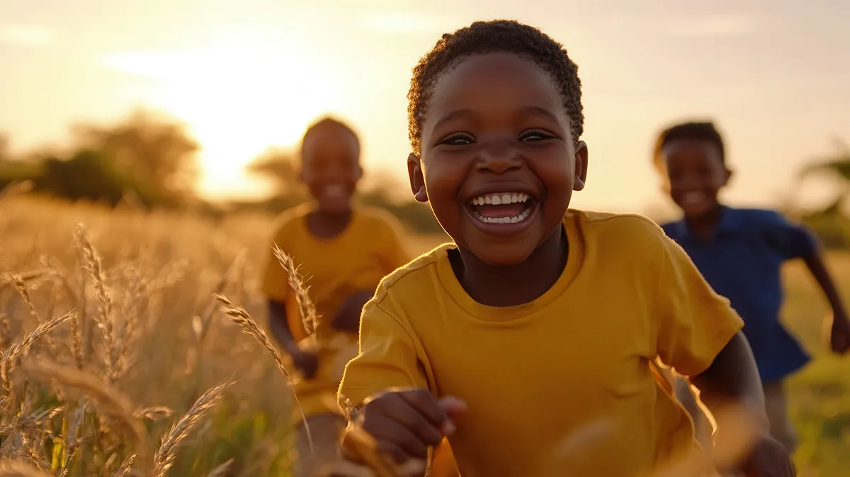 children running in field